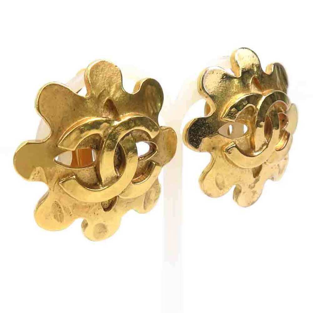 CHANEL Authentic Gold Logo Earrings - Picture 2 of 5
